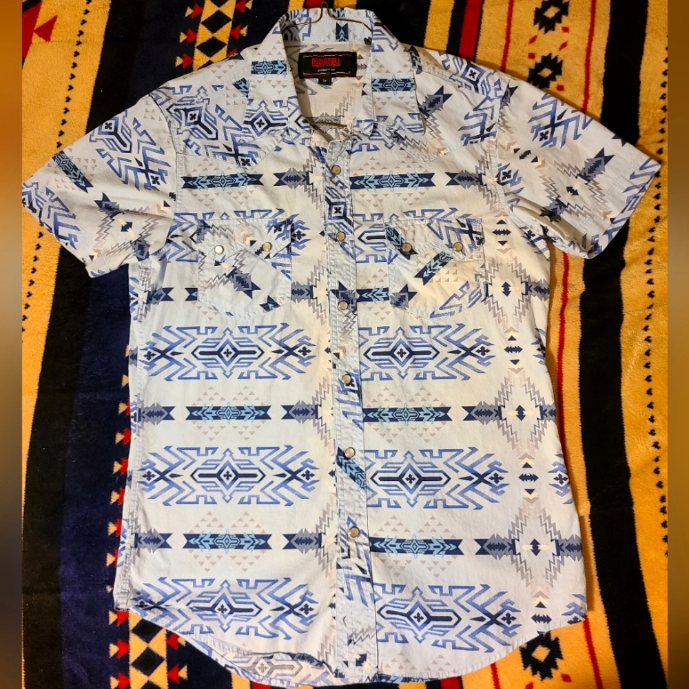 Rock and roll jeans pearl snap shirt men's medium